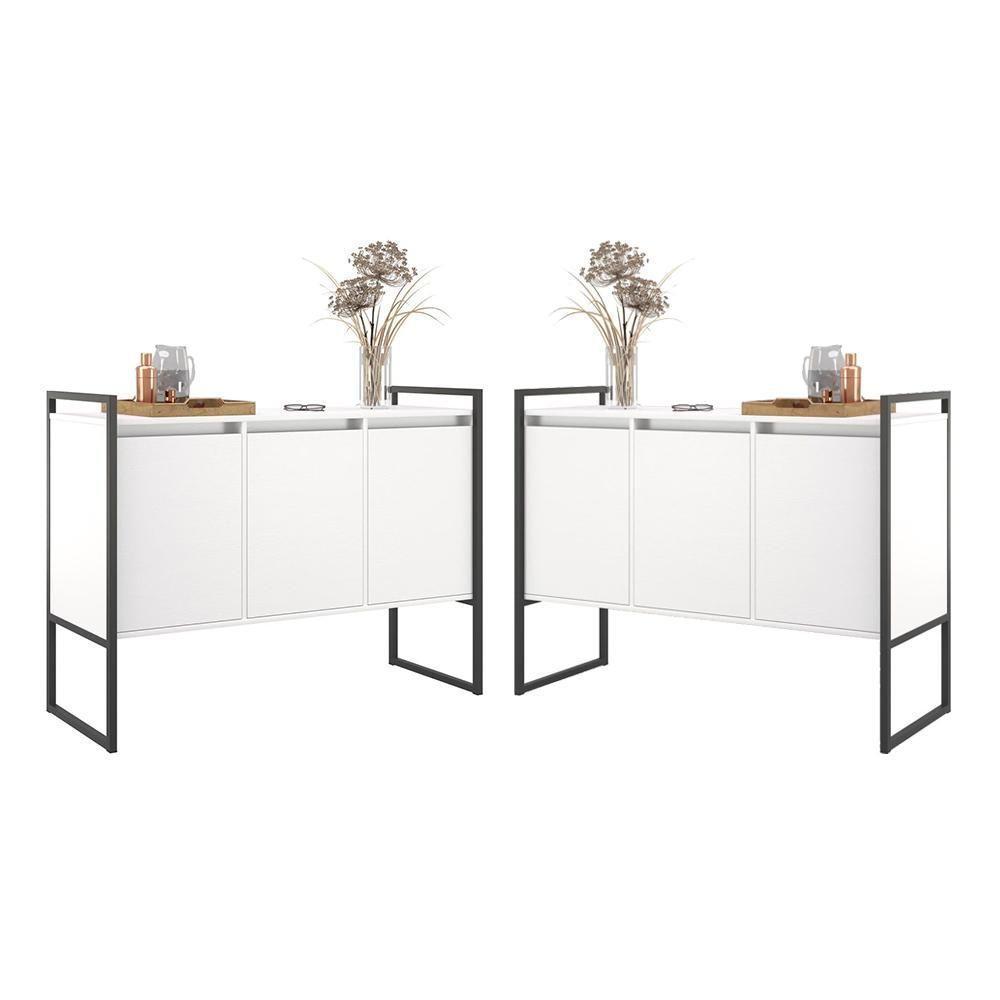 Buffet 3 Portas Rouxe Branco Conjunto 2 Unidades - 1
