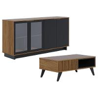 Kit Aparador Com Mesa De Centro Delta C04 Preto Noce Milano - 1