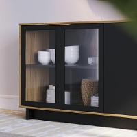 Kit Aparador Com Mesa De Centro Delta C04 Preto Noce Milano - 3