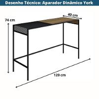 Aparador Dinâmico Industrial York Artesano 120 Cm (Largura) Em Mdp Hanover Com Nicho Aço Preto - 2