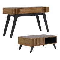 Kit Aparador Com Mesa De Centro 1 Gaveta Preto Noce Milano - 1