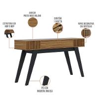 Kit Aparador Com Mesa De Centro 1 Gaveta Preto Noce Milano - 8