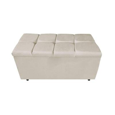 Calçadeira Estofada Manchester 90cm Solteiro Suede Bege