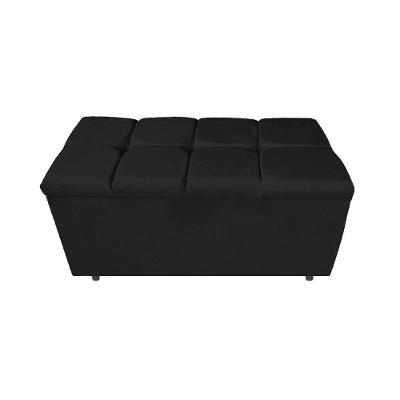 Calçadeira Estofada Manchester 90cm Solteiro Suede Preto