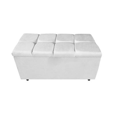 Calçadeira Estofada Manchester 90cm Solteiro Suede Branco