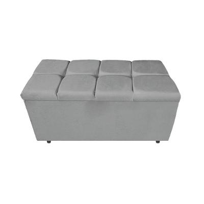 Calçadeira Estofada Manchester 90cm Solteiro Suede Cinza
