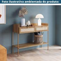 Aparador Oslo Artesano 103 Cm (Largura) Mdp Mel Palha Natural Duas Gavetas Base Metal - 2