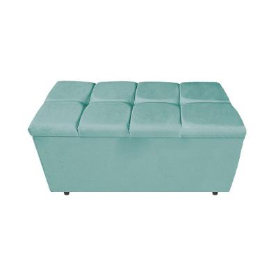 Calçadeira Estofada Manchester 90cm Solteiro Suede Azul Tiffany