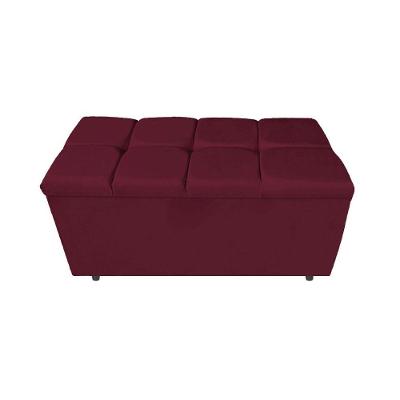 Calçadeira Estofada Manchester 90cm Solteiro Suede Bordô