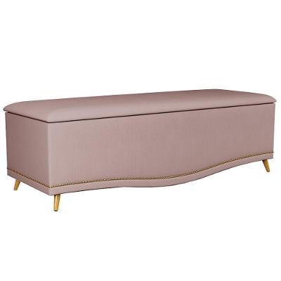 Calçadeira Baú Casal 140Cm Suede Rosê