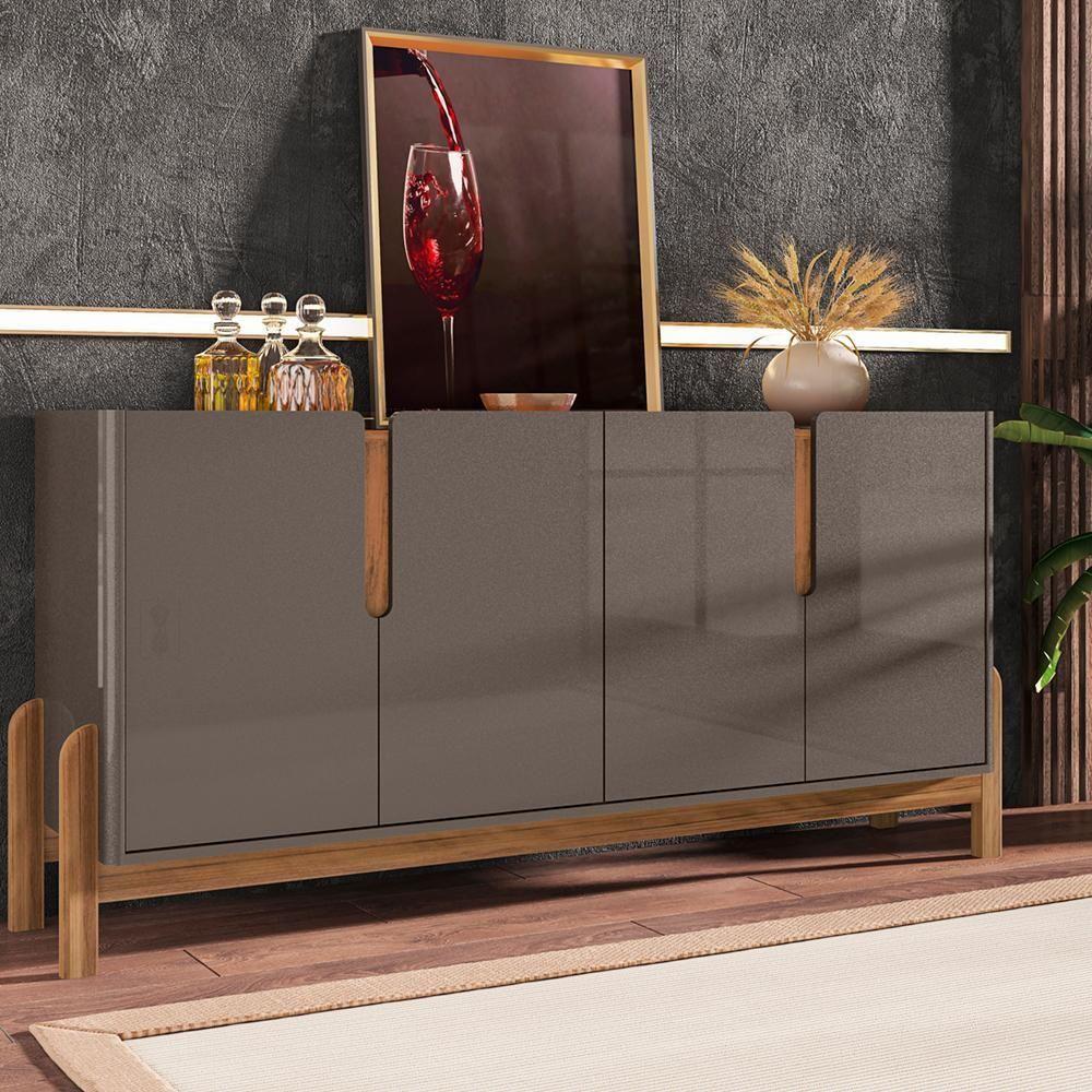Buffet Aparador 4 Portas 170Cm 050518 Cinza Perola Cedro - 3