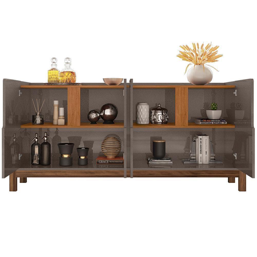 Buffet Aparador 4 Portas 170Cm 050518 Cinza Perola Cedro - 4