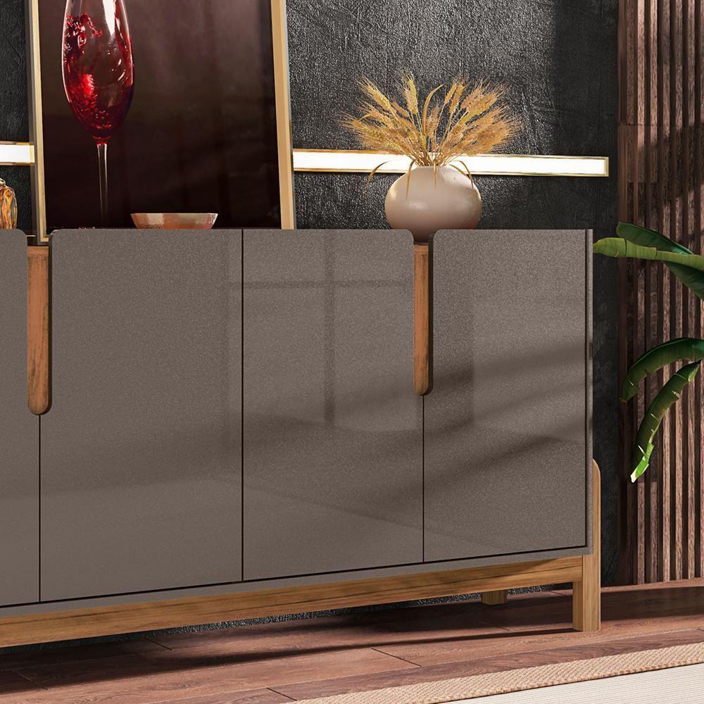 Buffet Aparador 4 Portas 170Cm 050518 Cinza Perola Cedro - 5