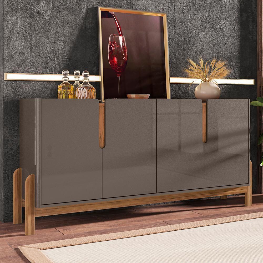 Buffet Aparador 4 Portas 170Cm 050518 Cinza Perola Cedro - 9