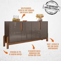 Buffet Aparador 4 Portas 170Cm 050518 Cinza Perola Cedro - 8