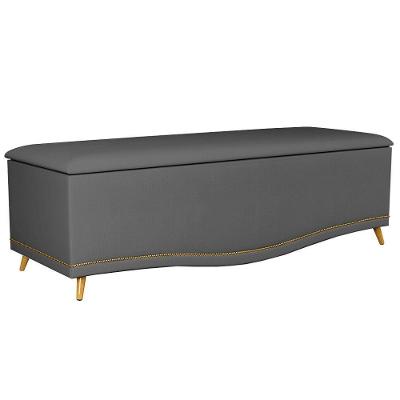 Calçadeira Baú 195Cm Suede Chumbo