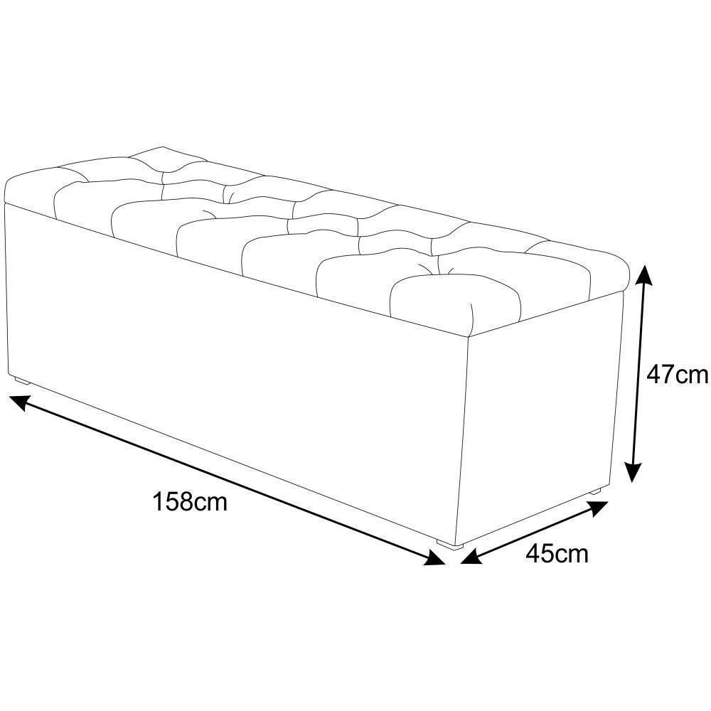 Calçadeira Baú 160Cm Paris Corino Branco - Js Móveis - 2