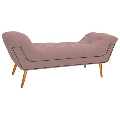 Calçadeira Estofada Veneza 160cm Suede Rosê