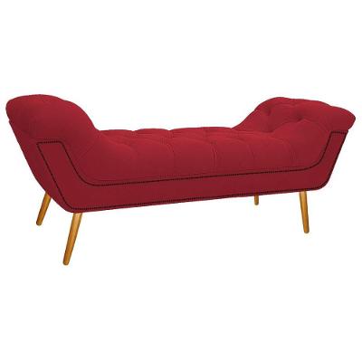 Calçadeira Estofada Veneza 160cm Suede Vermelho