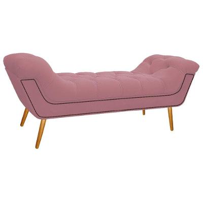 Calçadeira Estofada Veneza 195cm Suede Rosa Bebê