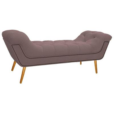 Calçadeira Estofada Veneza 195cm Linho Rosê