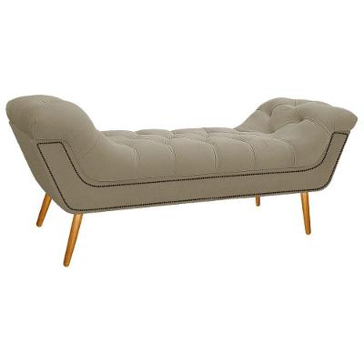 Calçadeira Estofada Veneza 195cm Linho Bege