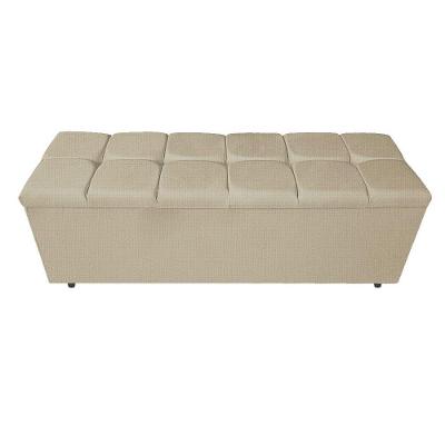 Calçadeira Estofada Manchester 195cm King Size Linho Bege