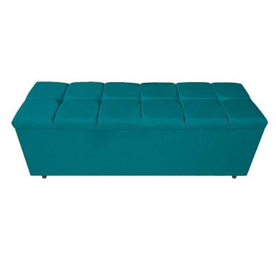 Calçadeira Estofada Manchester 195 Cm King Size Suede Azul Turquesa