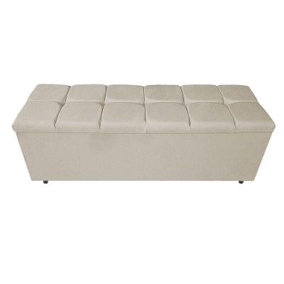 Calçadeira Estofada Manchester 160 Cm Queen Size Suede Bege