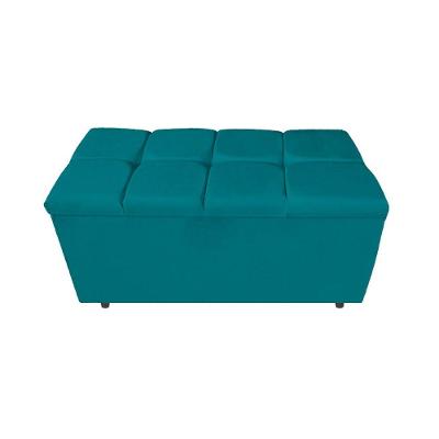 Calçadeira Estofada Manchester 90 Cm Solteiro Suede Azul Turquesa