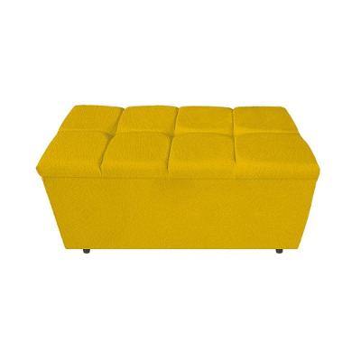 Calçadeira Estofada Manchester 90 Cm Solteiro Suede Amarelo