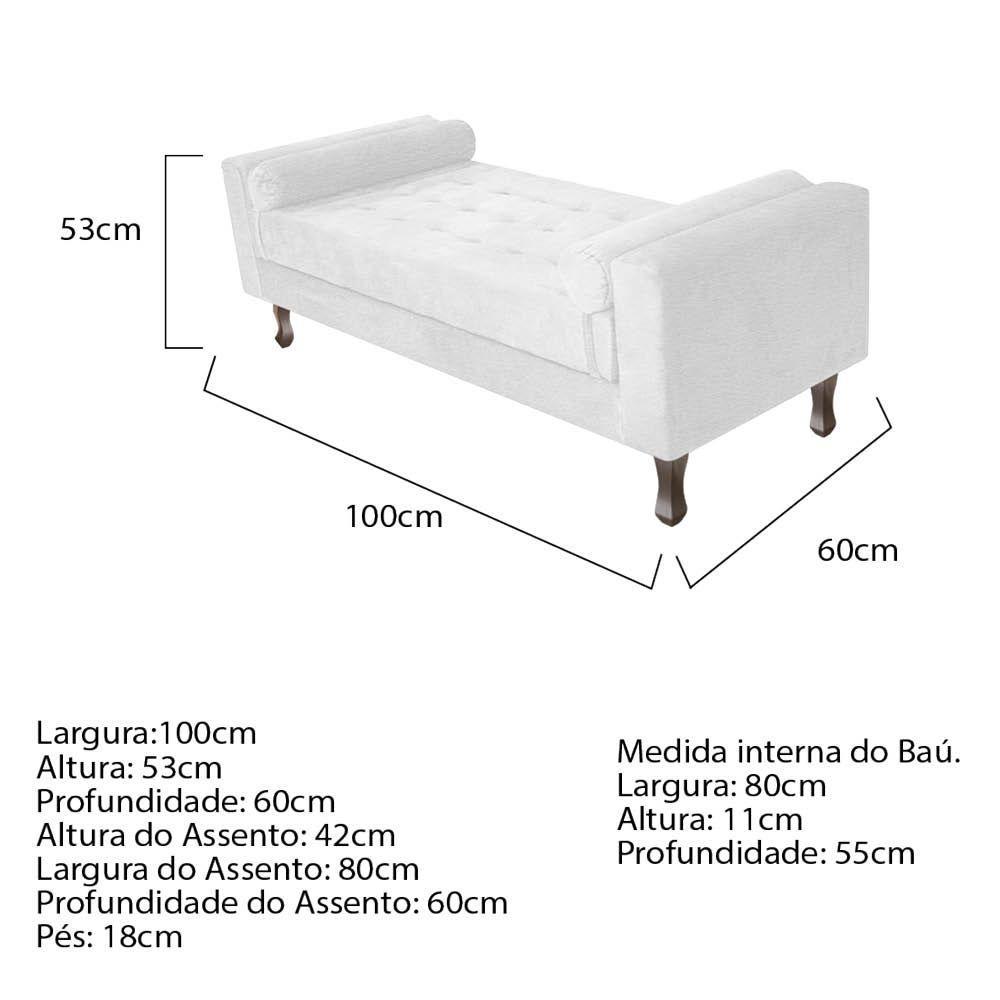 Recamier Baú Félix Solteiro 100cm Corano Branco - 3