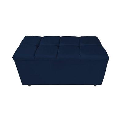 Calçadeira Estofada Manchester 90 Cm Solteiro Suede Azul Marinho