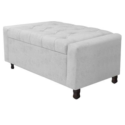 Calçadeira Baú Solteiro Everest P02 90cm Para Cama Box Corano Branco