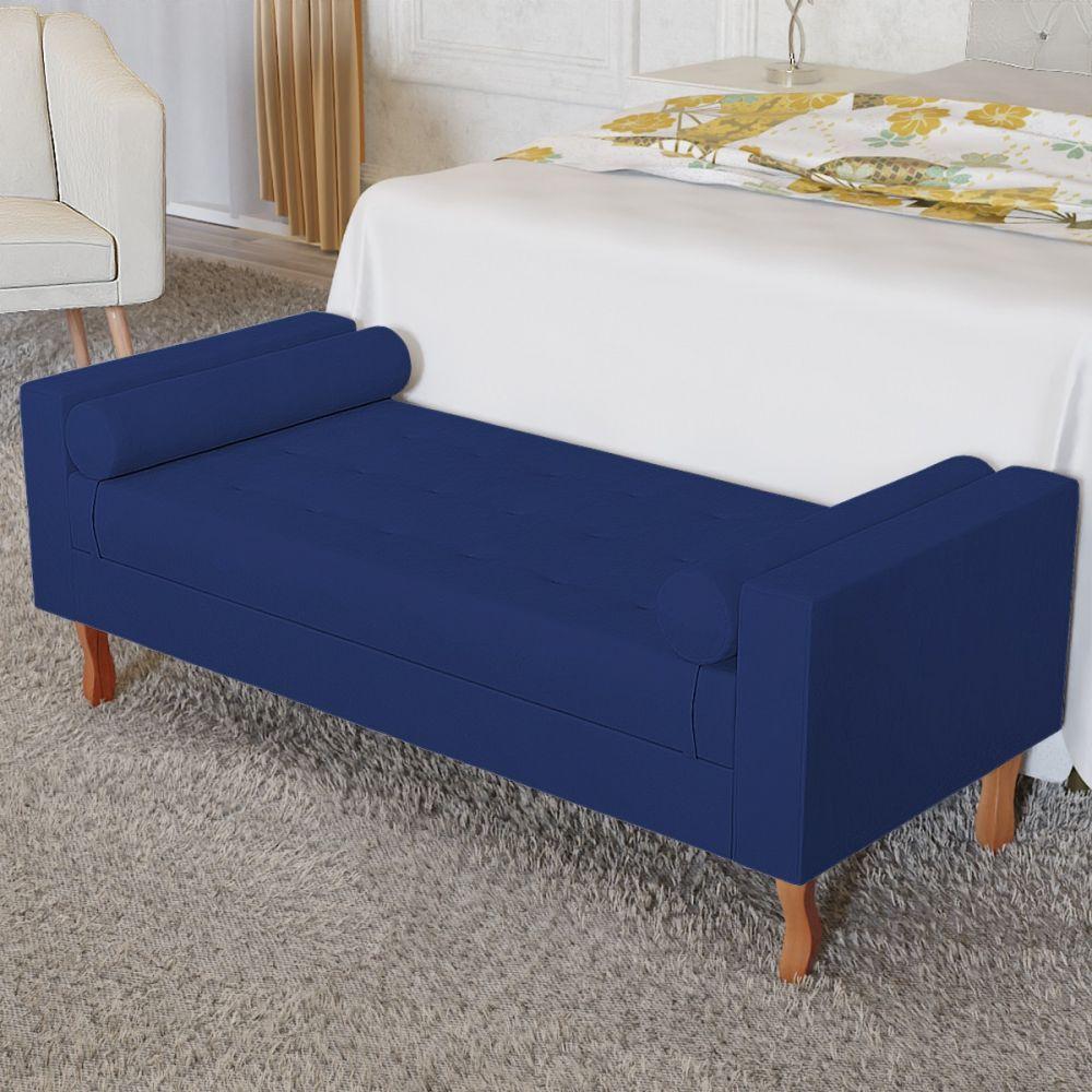 Recamier Baú Félix Solteiro 140cm Suede Azul Marinho - 5