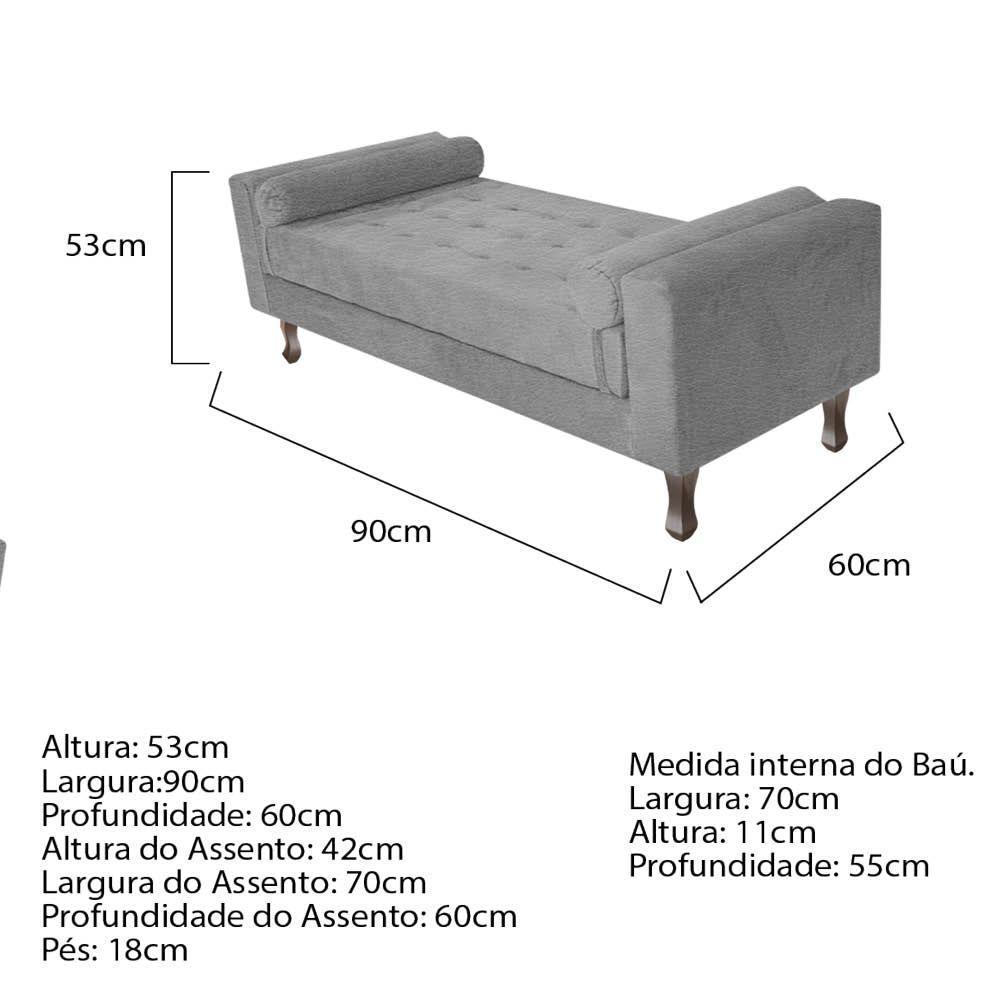Recamier Baú Félix Solteiro 90cm Corano Cinza - 3