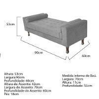 Recamier Baú Félix Solteiro 90cm Corano Cinza - 3