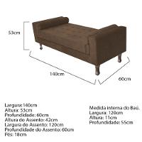Recamier Baú Félix Solteiro 140cm Suede Marrom - 2