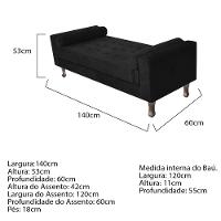 Recamier Baú Félix Solteiro 140cm Suede Preto - 2