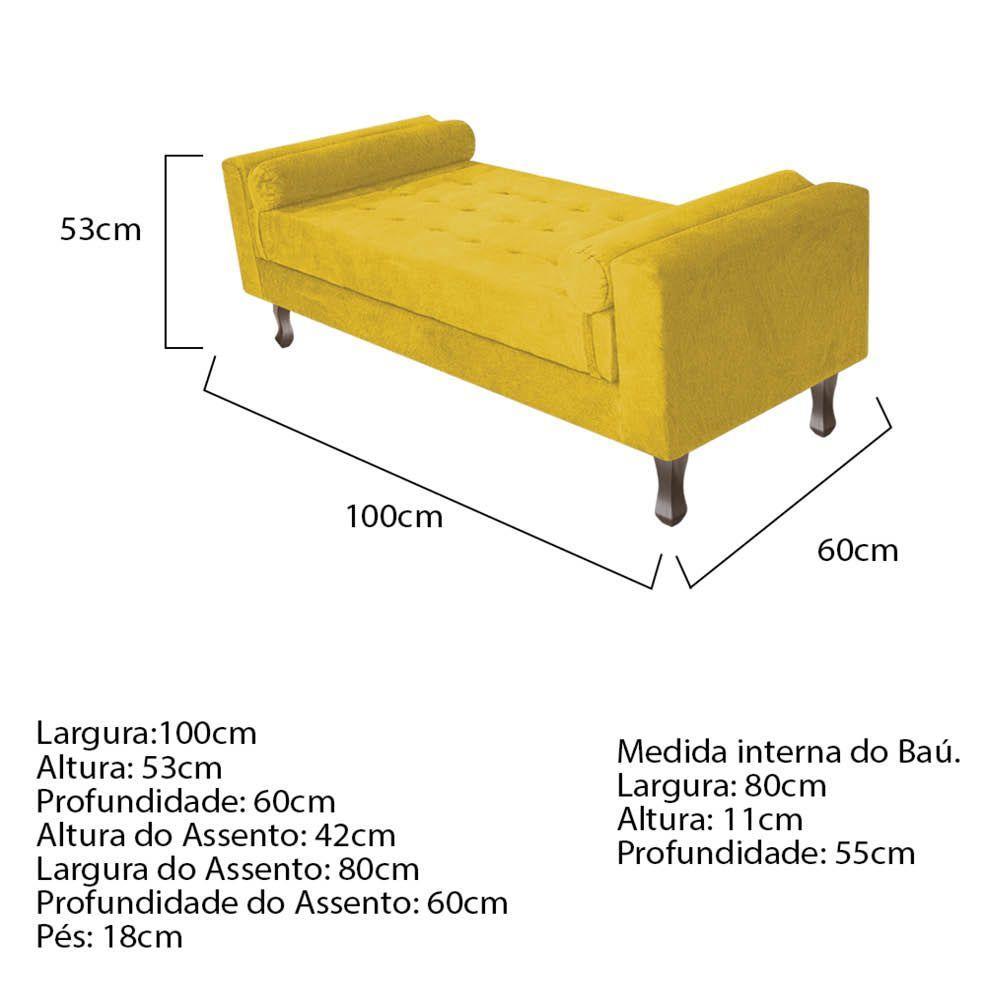 Recamier Baú Félix Solteiro 100cm Suede Amarelo - 2