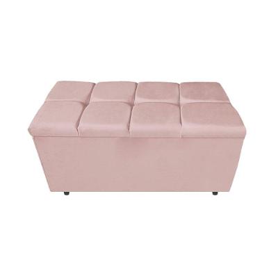 Calçadeira Estofada Manchester 90 Cm Solteiro Suede Rosê