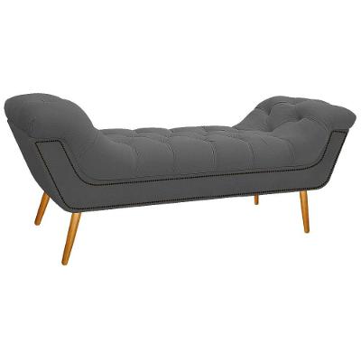 Calçadeira Estofada Veneza 195cm Suede Cinza