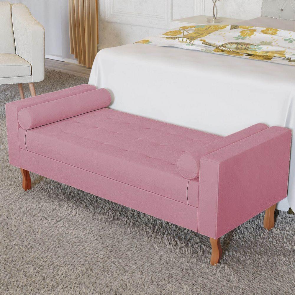 Recamier Baú Félix Solteiro 140cm Suede Rosa Bebê - 5