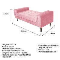 Recamier Baú Félix Solteiro 140cm Suede Rosa Bebê - 2