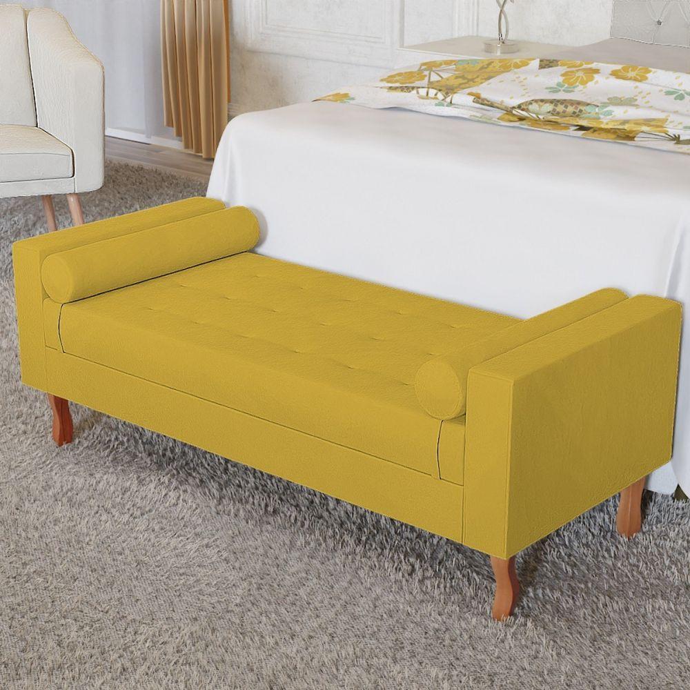 Recamier Baú Félix Solteiro 160cm Suede Amarelo - 5