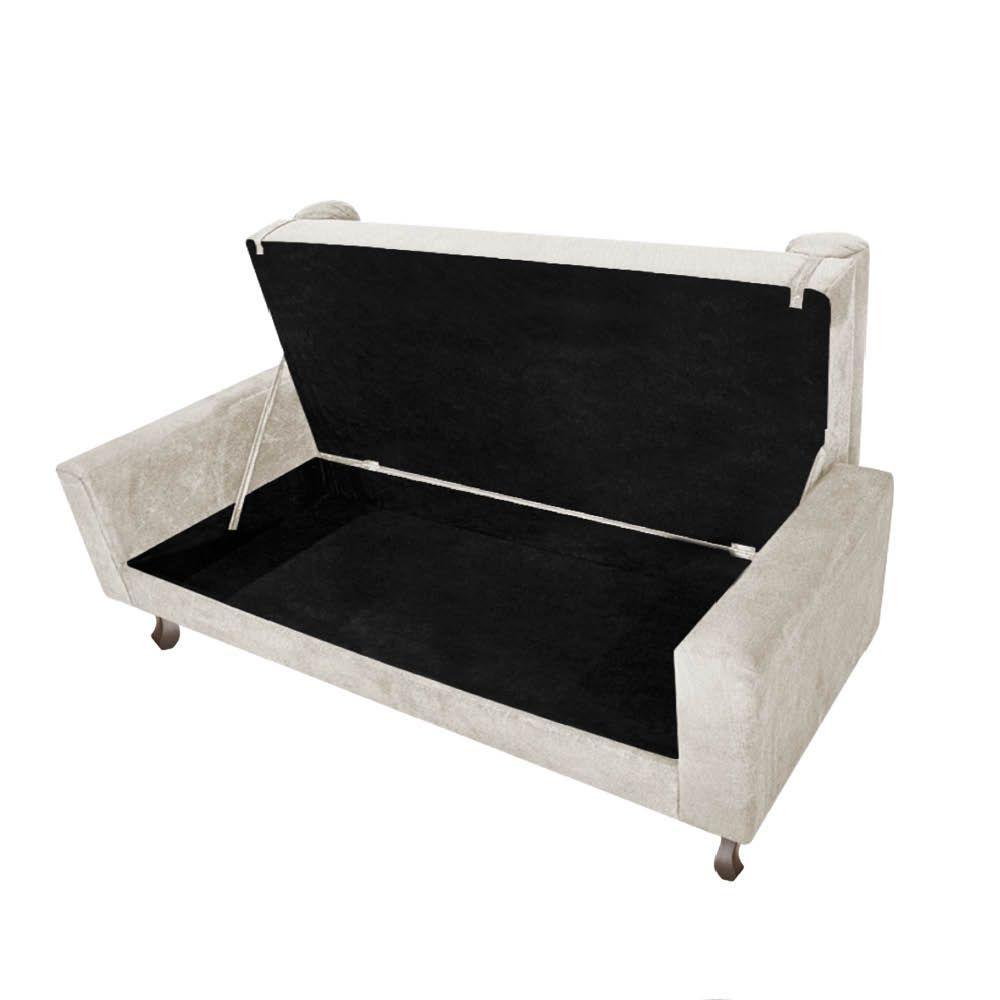 Recamier Baú Félix Solteiro 100cm Suede Bege - 4