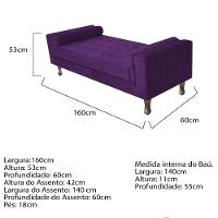 Recamier Baú Félix Solteiro 160cm Suede Roxo - 2