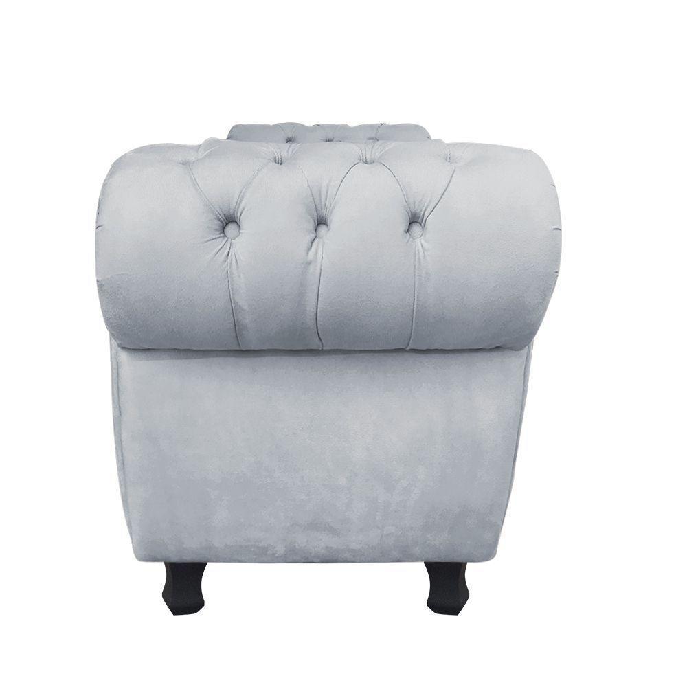 Recamier Com Baú Grécia Namoradeira Calçadeira Suede Cinza - 5