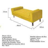 Recamier Baú Félix Solteiro 90cm Suede Amarelo - 2