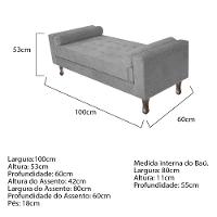 Recamier Baú Félix Solteiro 100cm Corano Cinza